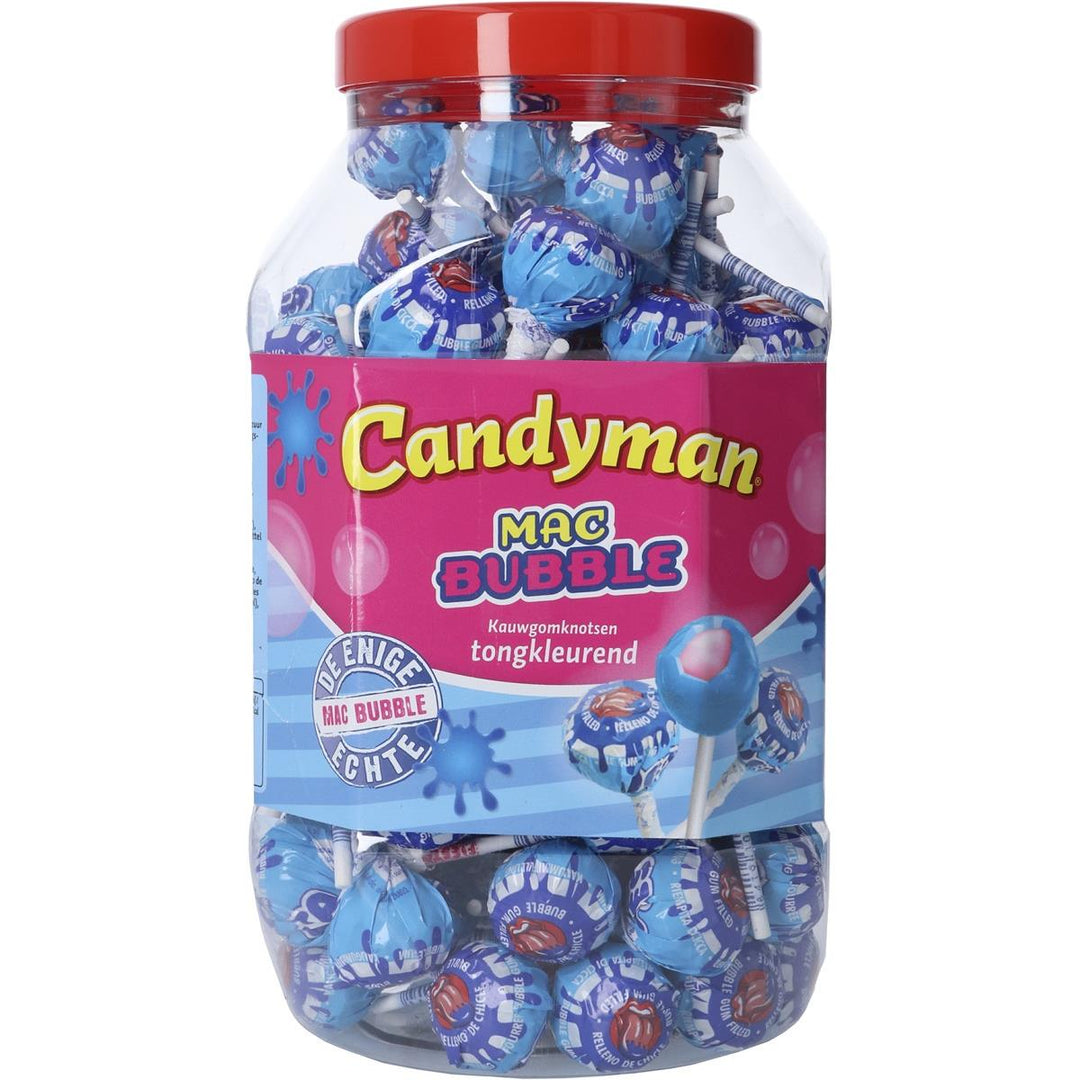 Candyman Mac Bubble - Sour Berry Tongue Painter Lollies With a Bubble Gum Core (100 pcs)