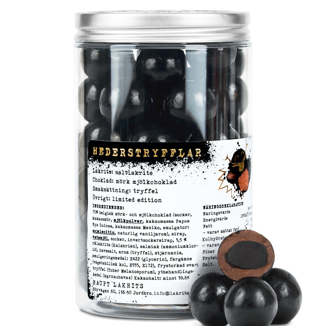 Haupt Lakrits Hederstryfflar – Salt Liquorice, Dark Chocolate & Black Truffle