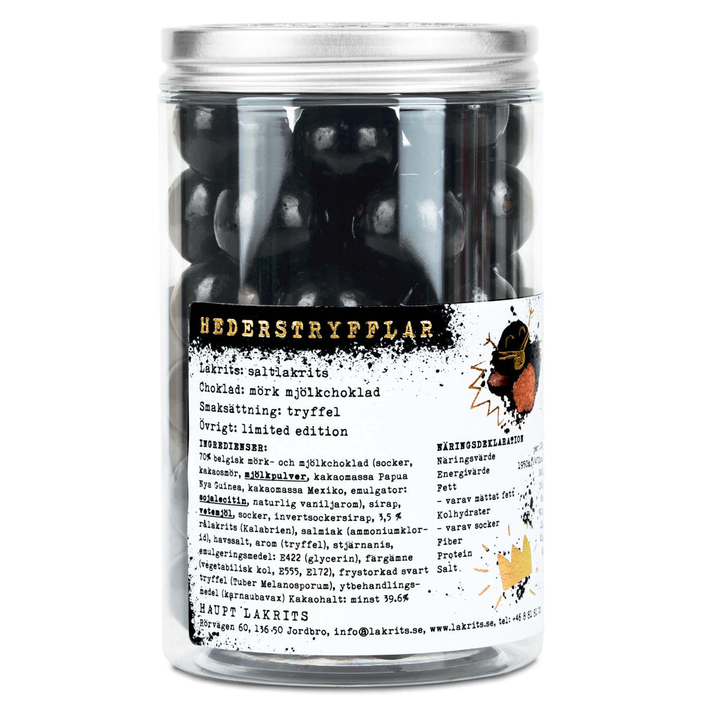 Haupt Lakrits Hederstryfflar – Salt Liquorice, Dark Chocolate & Black Truffle