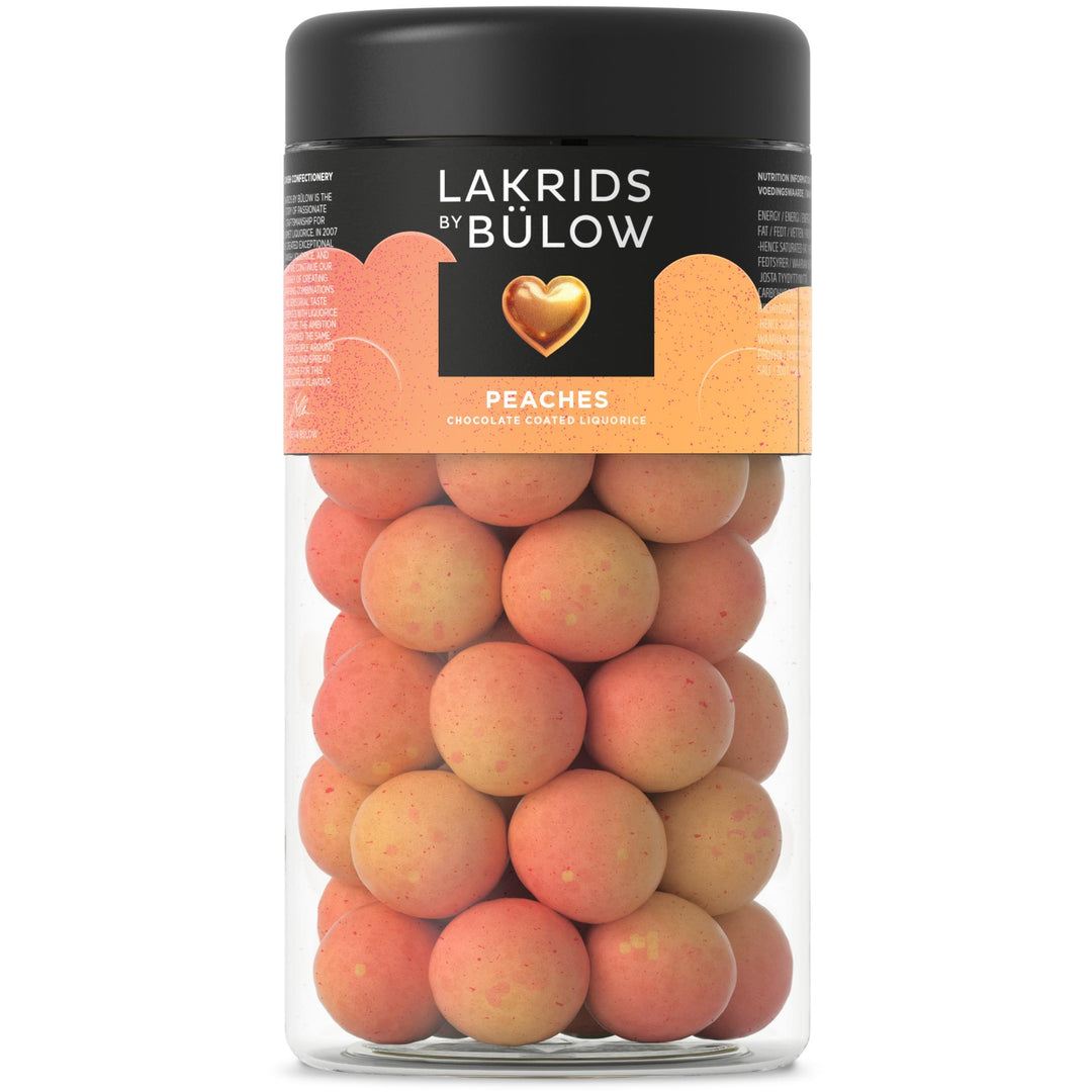 Lakrids LOVE Peaches - Sweet Liquorice, White Chocolate & Crunchy Fruit Shell