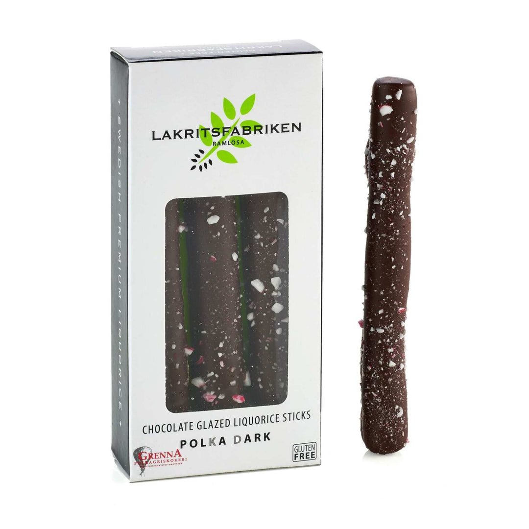 Lakritsfabriken Polka Sticks – Peppermint & Chocolate Glazed Salt Liquorice - 45g