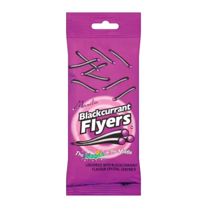 Maxilin BlackCurrant Flyers – Liquorice Tubes With Fruity Sherbet Crystals