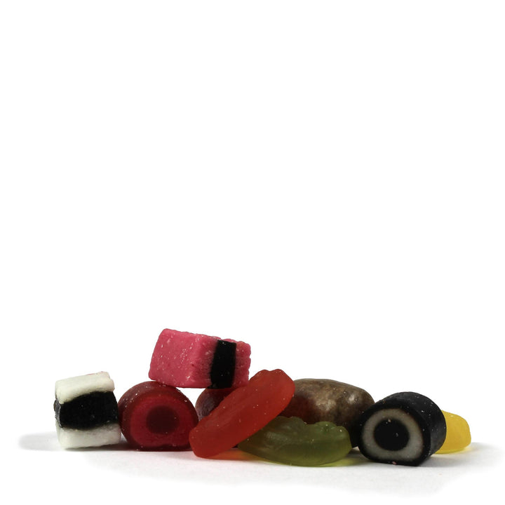 Toms Hit Mix – Mini Danish Liquorice, Wine Gums & Dragees. Danish Liquorice Allsorts